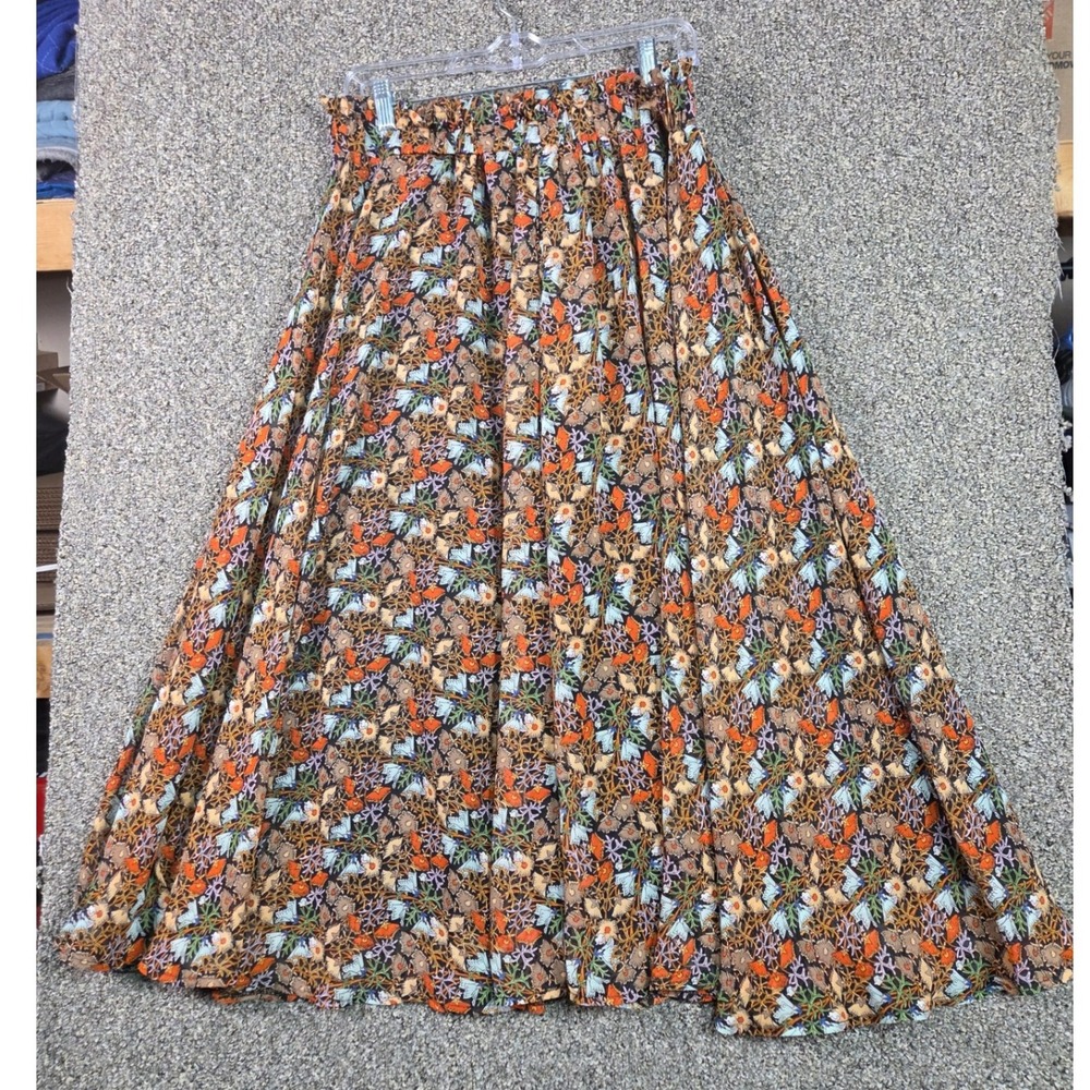 Afibi Maxi Skirt Womens XL Multicolor Floral Elastic Waist Boho A-Line